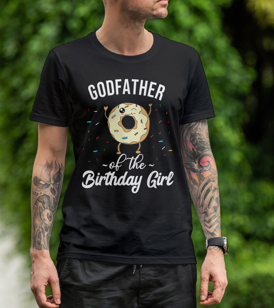 Godfather Of The Birthday Girl Funny Donut With Sprinkles T-Shirt