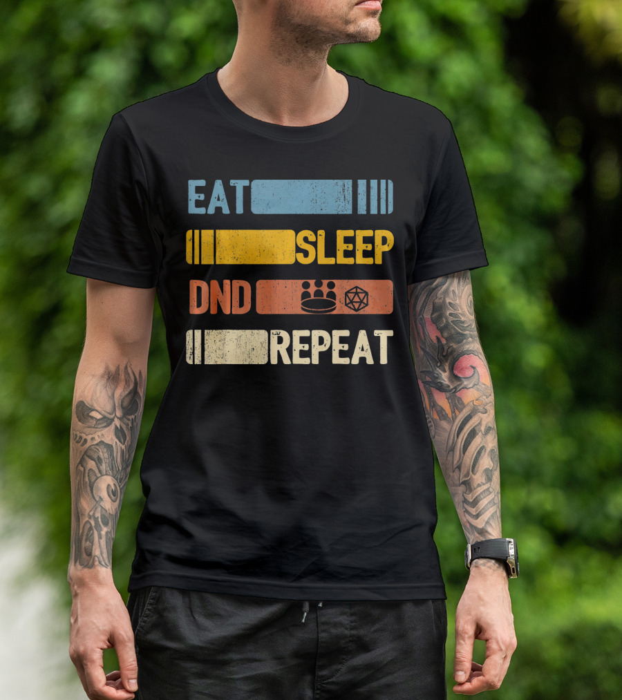 Eat Sleep DND Dice Crown Repeat T-Shirt