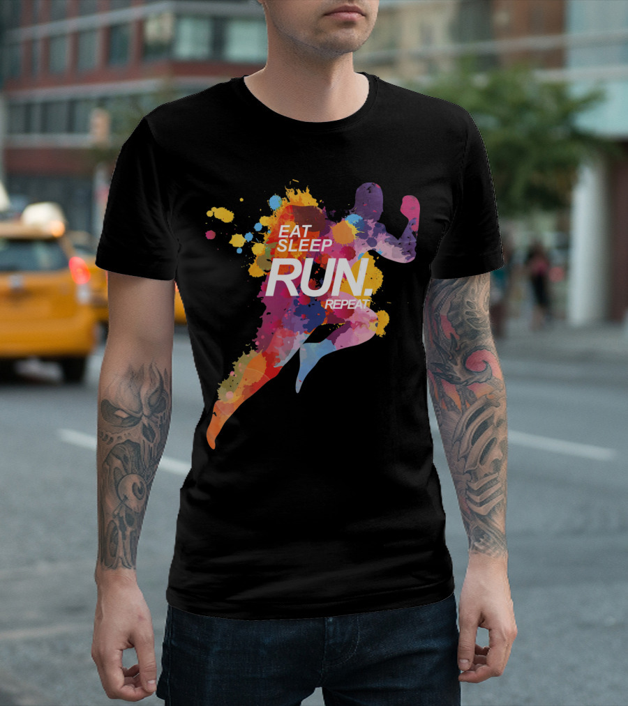 Eat Sleep Run Repeat Colorful Runner T-Shirt