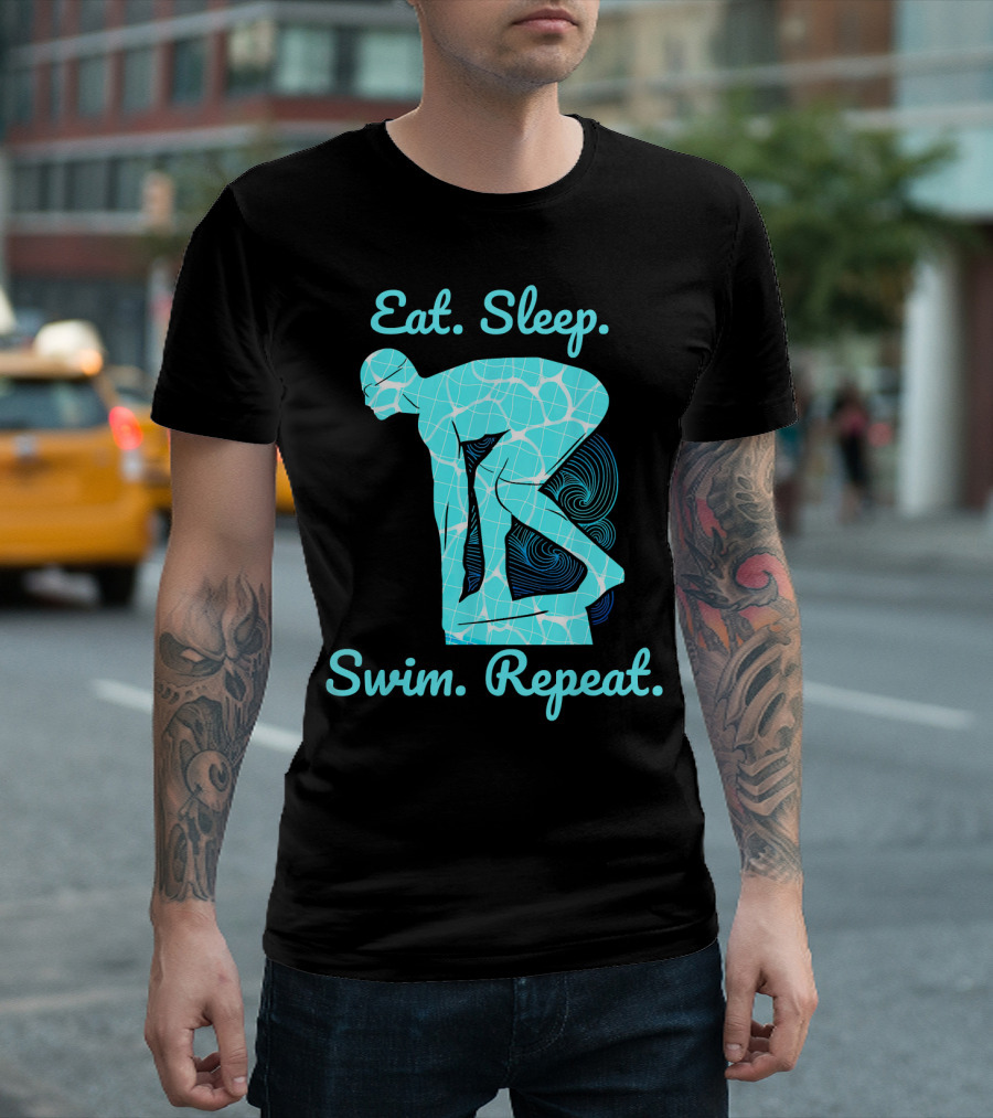 Eat Sleep Swim Repeat Swimmer in Diving Stance T-Shirt