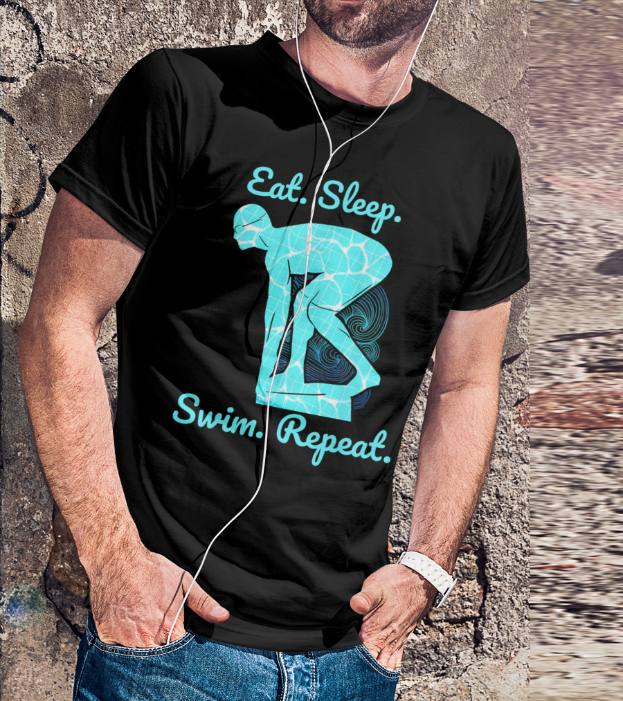 Eat Sleep Swim Repeat Swimmer In Diving Stance T-Shirt