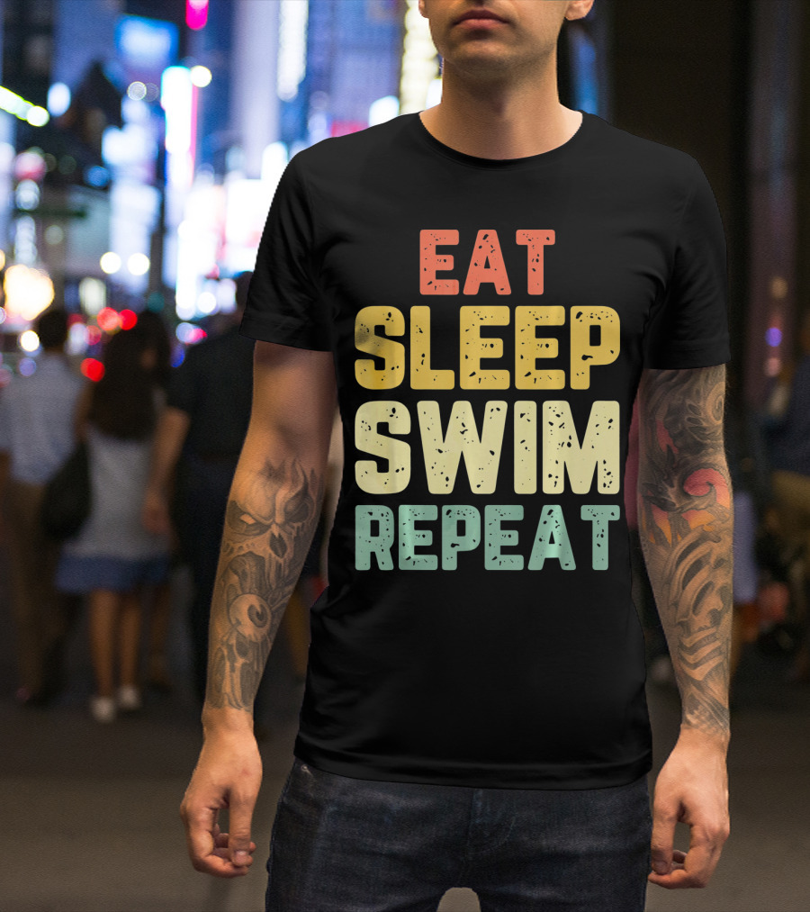 Eat Sleep Swim Repeat Swimming Vintage T-Shirt