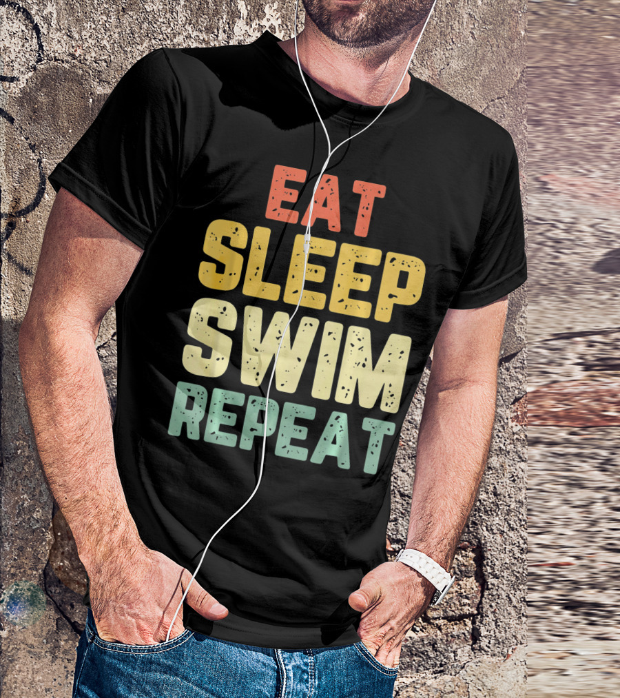 Eat Sleep Swim Repeat Swimming Vintage T-Shirt