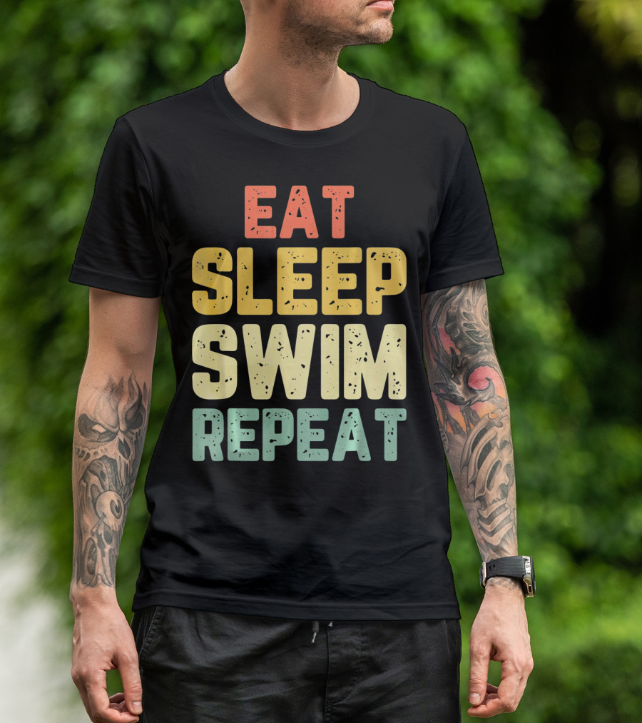 Eat Sleep Swim Repeat Swimming Vintage T-Shirt