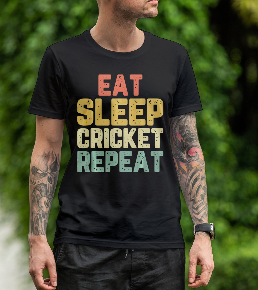 Eat Sleep Cricket Repeat Player Vin T-Shirt