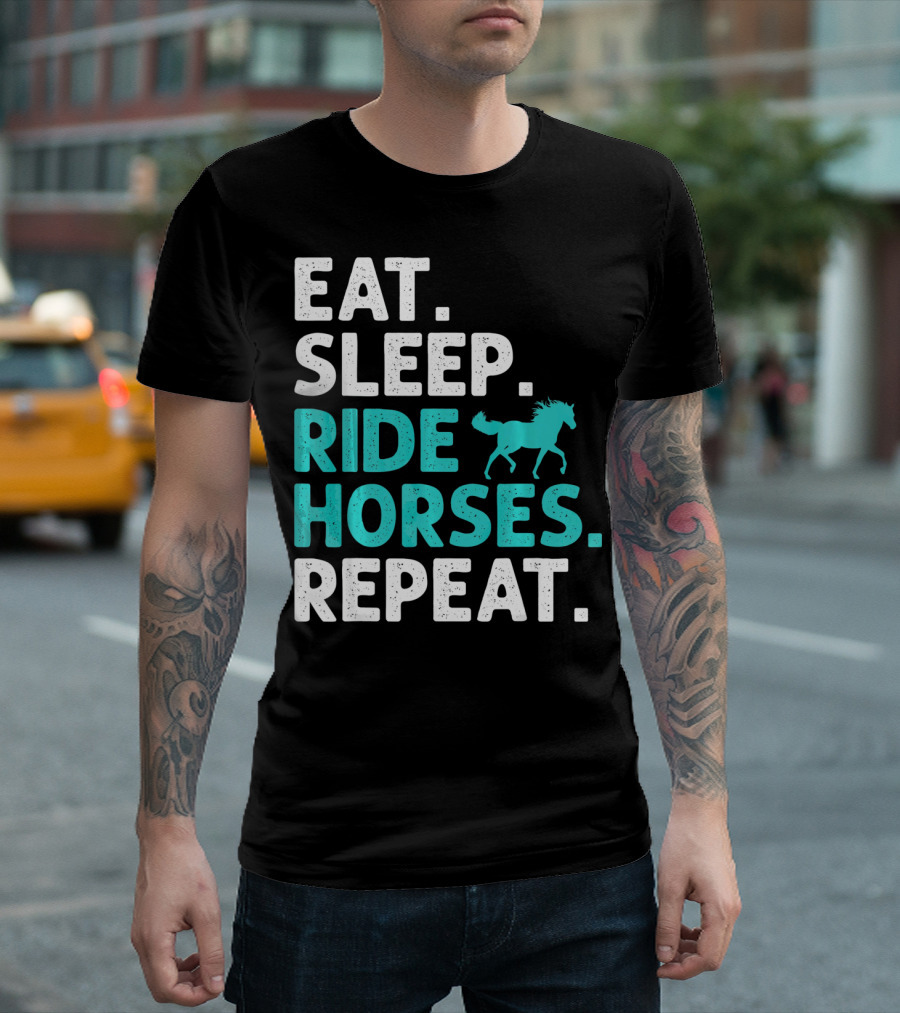 Eat Sleep Ride Horses Repeat Vintage Horse T-Shirt