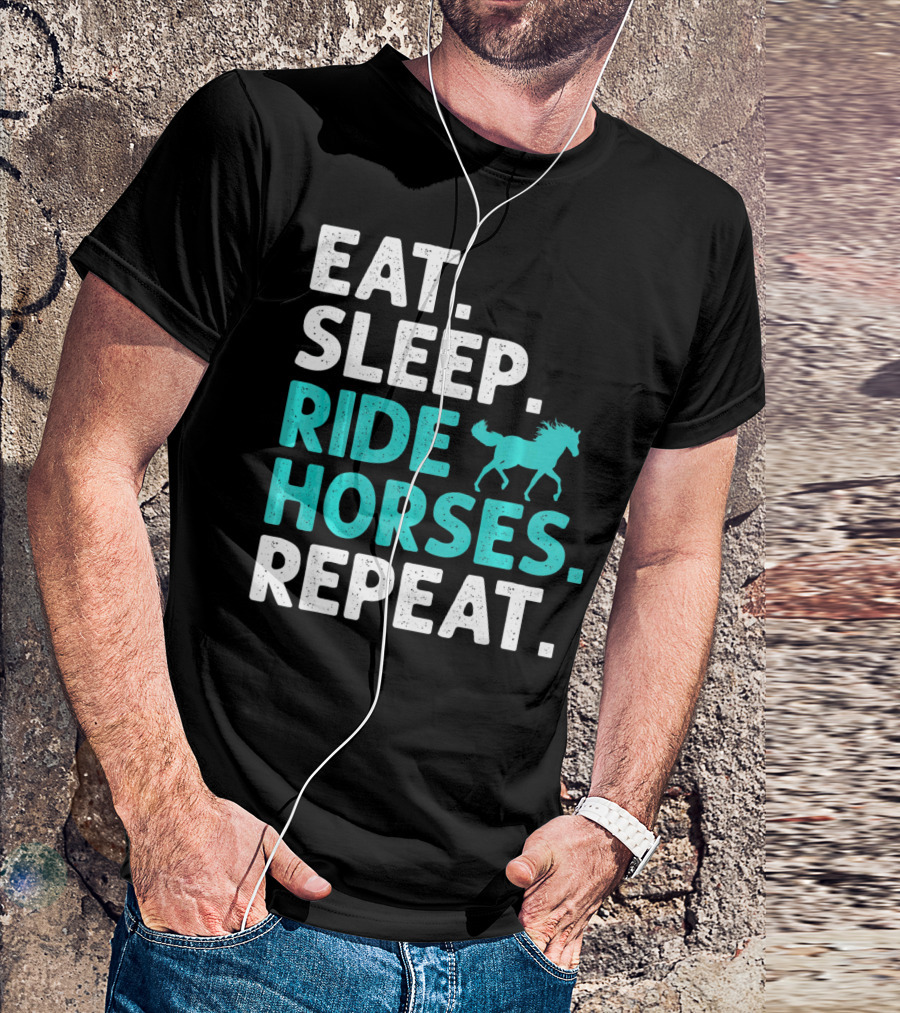 Eat Sleep Ride Horses Repeat Vintage Horse T-Shirt