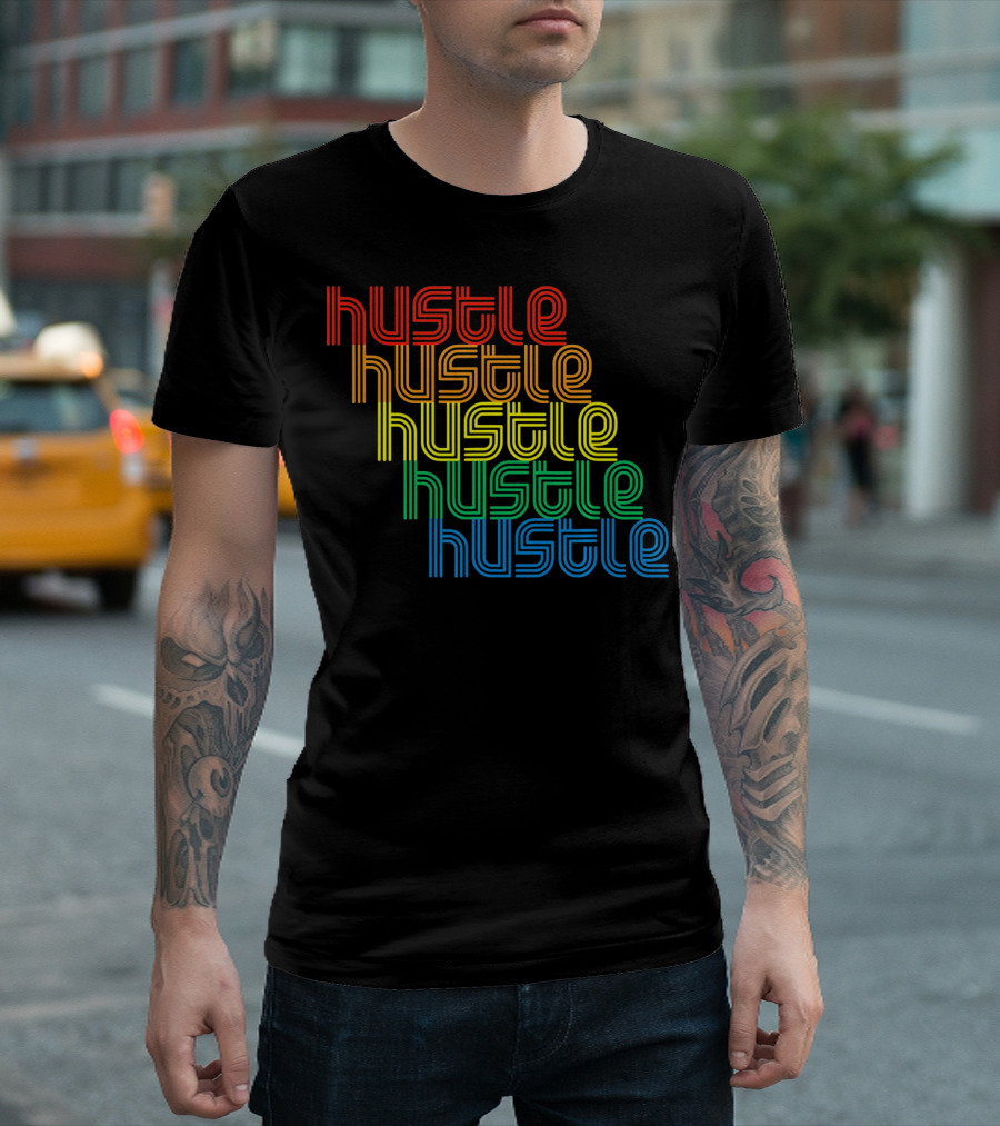 Hustle Hustle Hustle Hustle Hustle Repeat Vintage Disco 70s T-Shirt