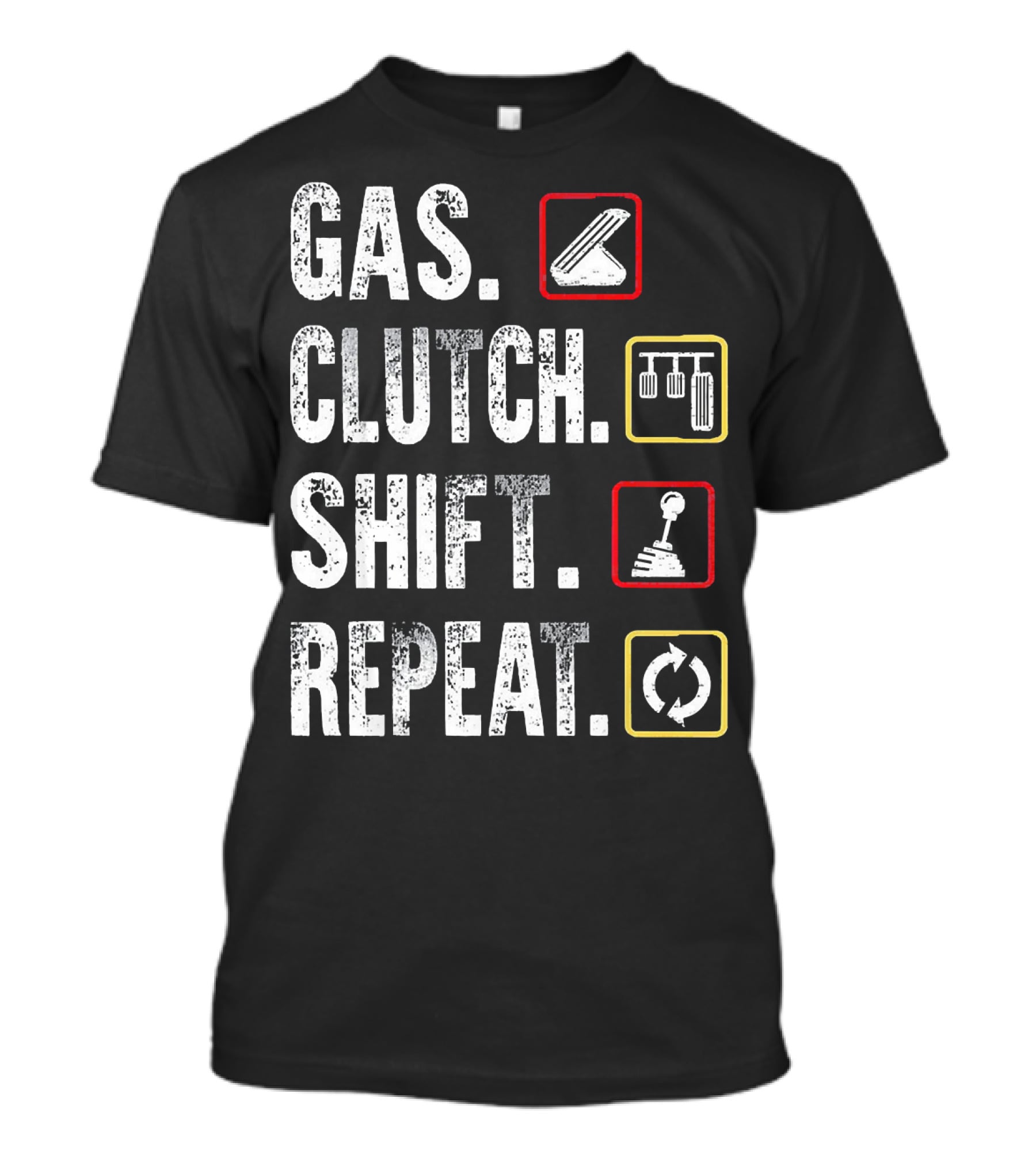 Gas Clutch Shift Repeat Pedal Icons Cycle T-Shirt