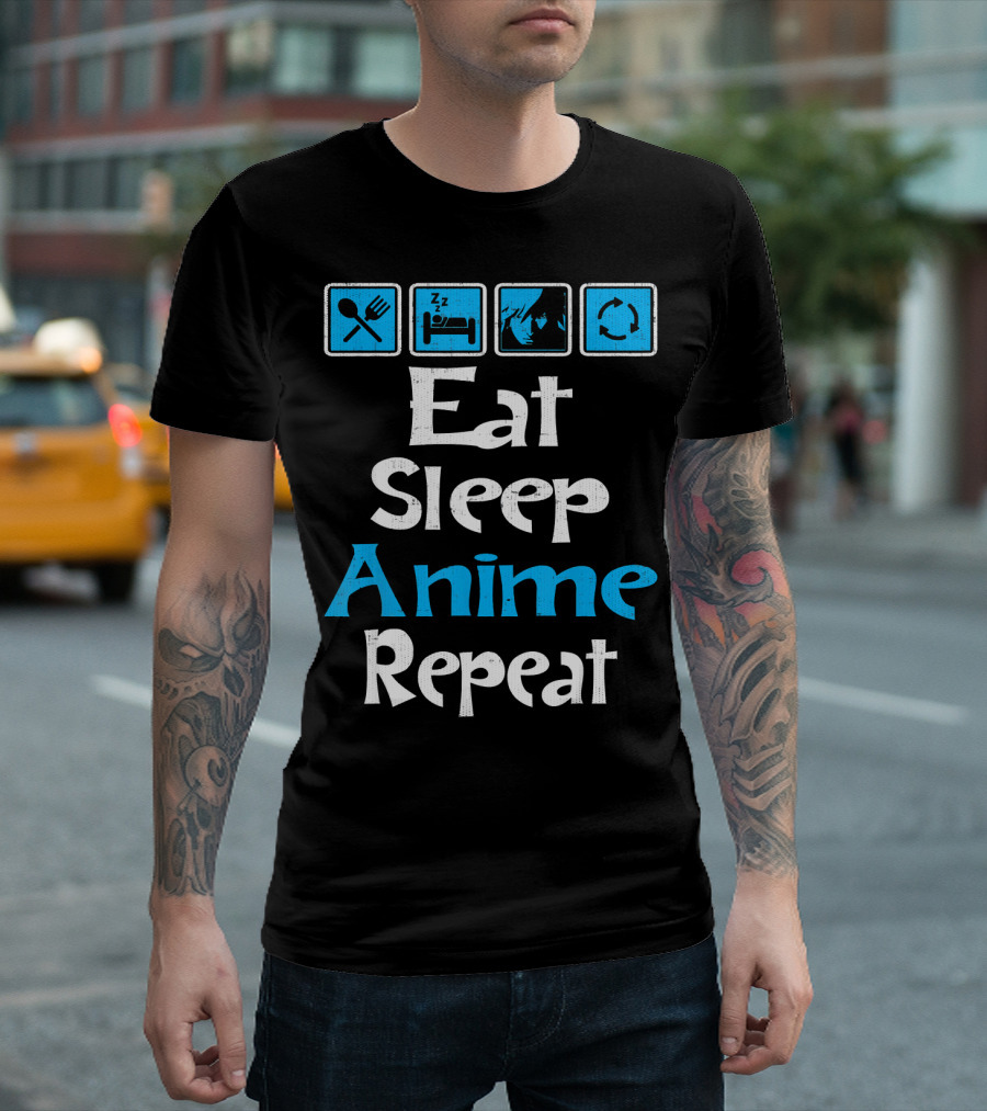 Eat Sleep Anime Repeat Manga SciFi T-Shirt