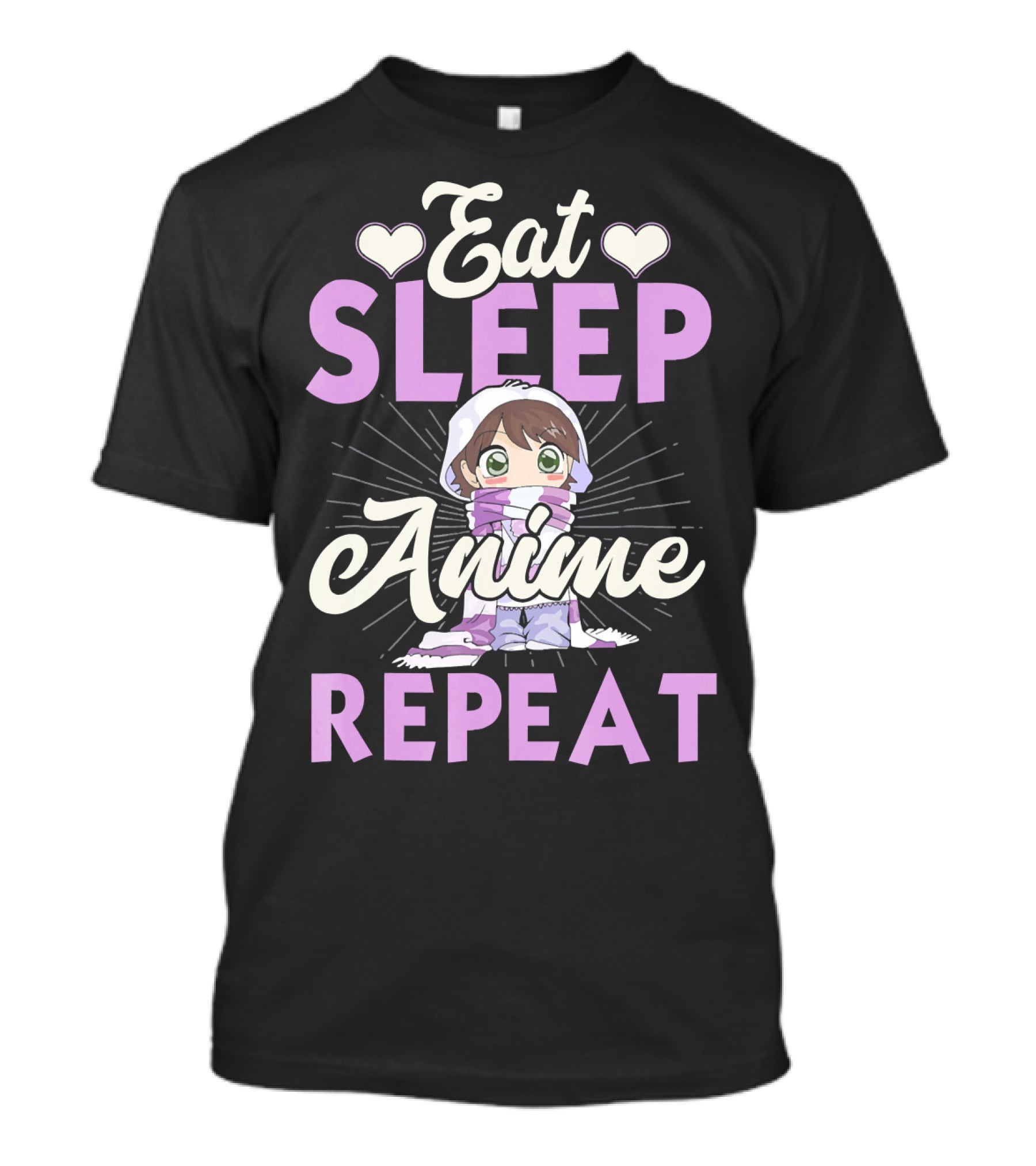 Eat Sleep Anime Repeat Cute Chibi Character Japan Manga T-Shirt