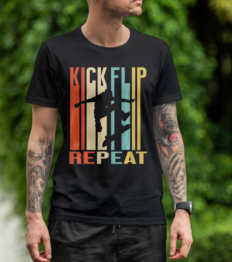 Kick Flip Repeat Vintage Skateboarding T-Shirt