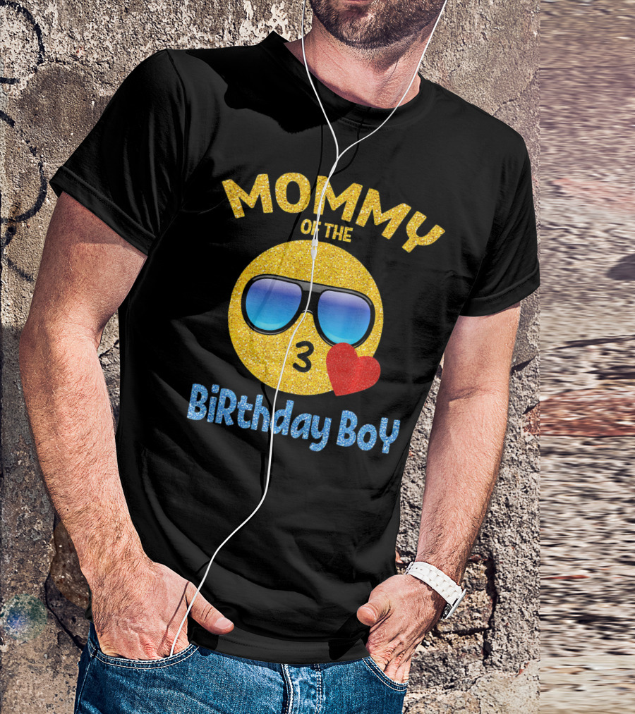 MOMMY OF THE BIRTHDAY BOY EMOJI SUNGLASSES HEART T-Shirt