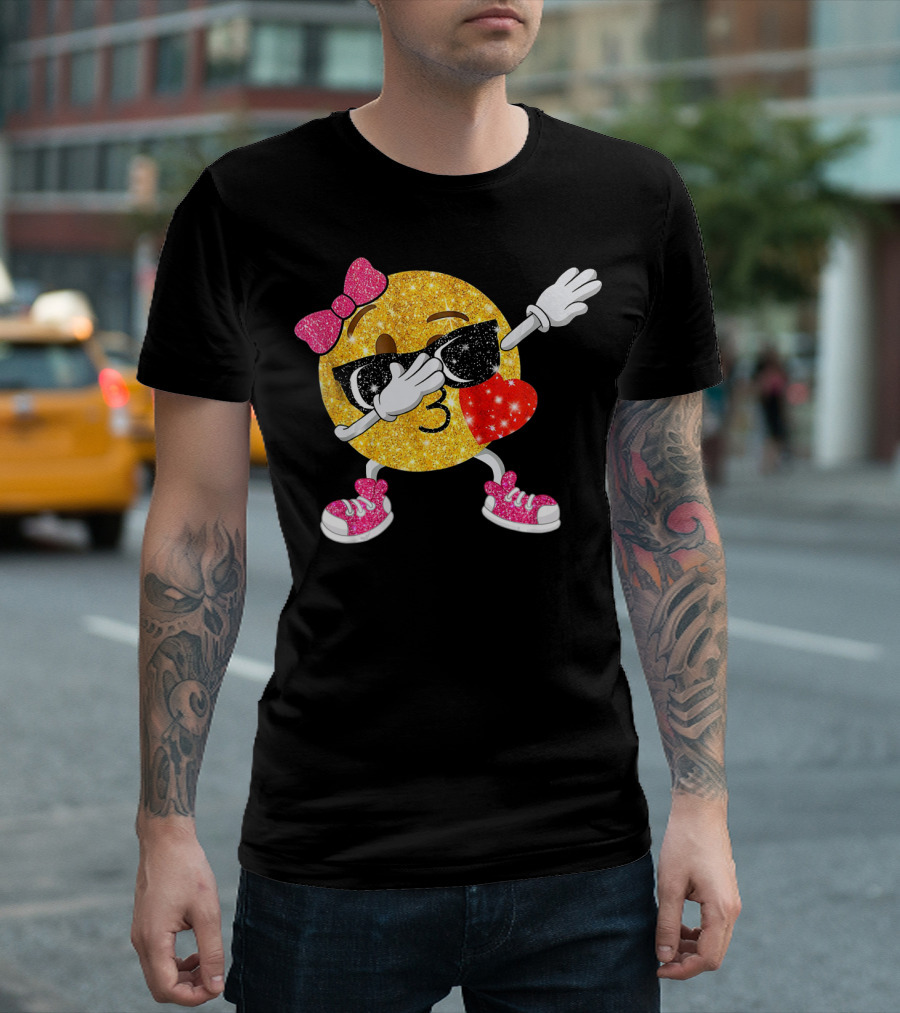 Dabbing Glitter Emoji Heart Kiss Bow Sunglasses Sneakers T-Shirt