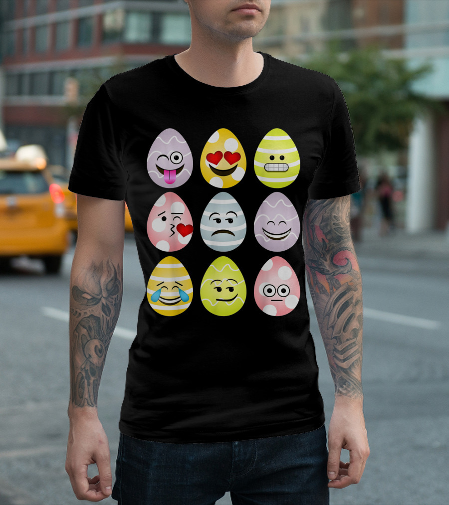 Easter Egg Emoji Faces Fun Expressions T-Shirt
