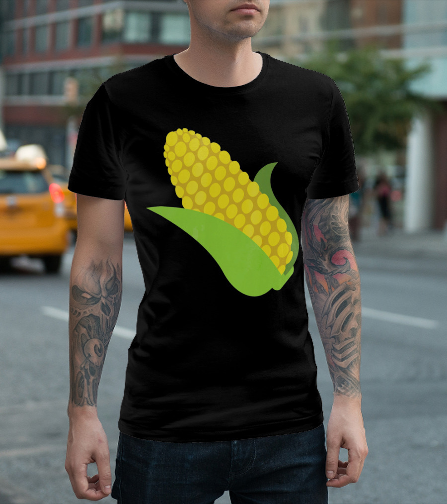 Emoji Corn On The Cob Yellow Kernels Green Husk T-Shirt