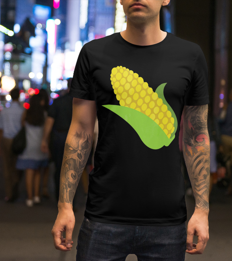 Emoji Corn On The Cob Yellow Kernels Green Husk T-Shirt