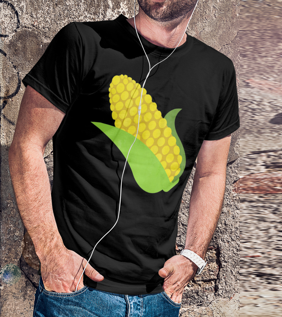 Emoji Corn On The Cob Yellow Kernels Green Husk T-Shirt