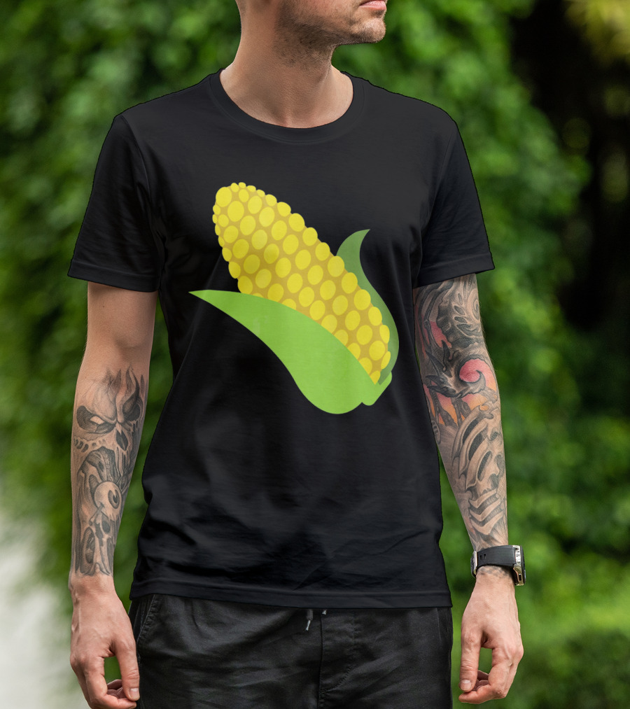 Emoji Corn On The Cob Yellow Kernels Green Husk T-Shirt