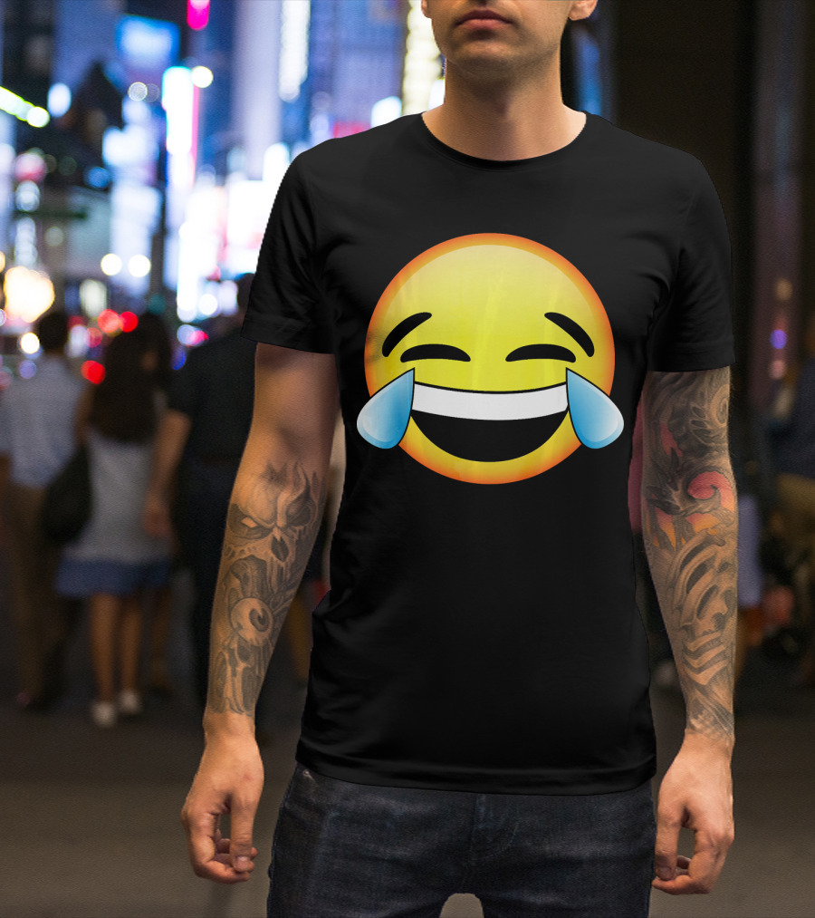 HD Emoji Tears Of Joy Face Laughin Hilarious Expression T-Shirt