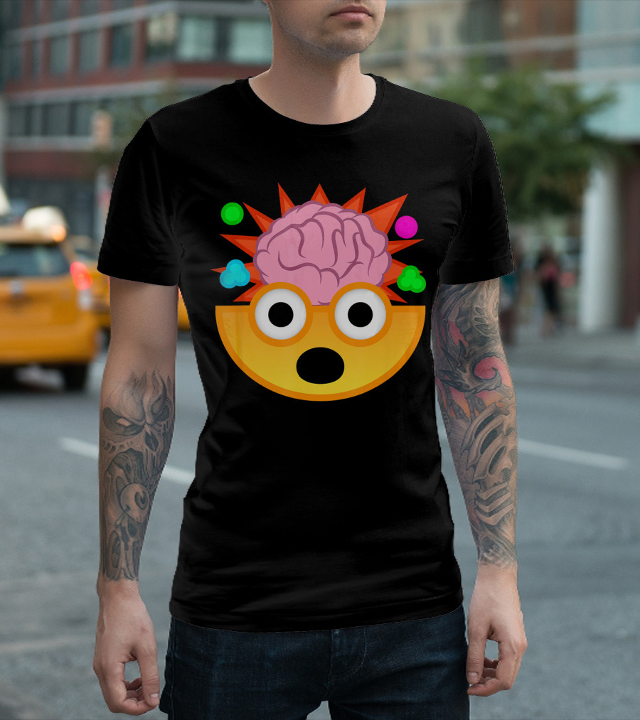 Mind Blown Face Emoji Exploding Brain With Glasses T-Shirt