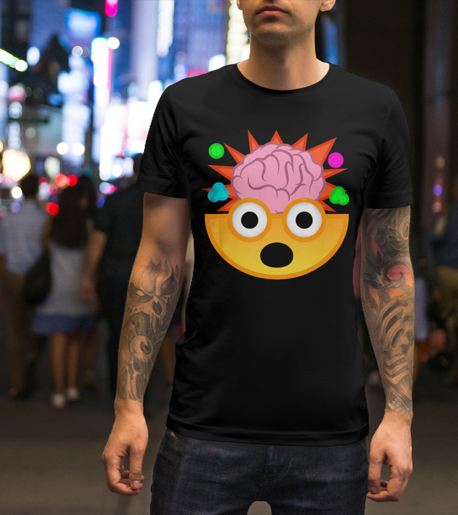 Mind Blown Face Emoji Exploding Brain With Glasses T-Shirt
