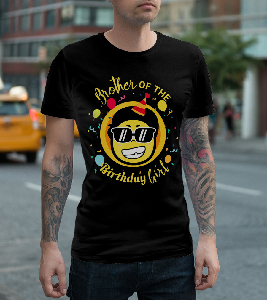 Brother of the Birthday Girl Funny Emoji Party T-Shirt