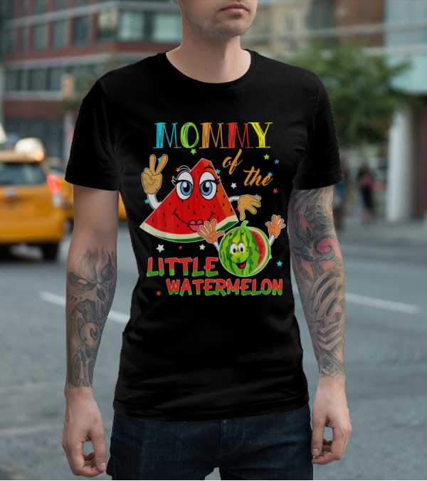 Mommy Of The Little Watermelon Funny Matching Birthday T-Shirt