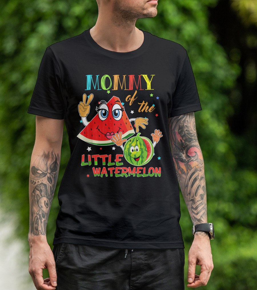 Mommy Of The Little Watermelon Funny Matching Birthday T-Shirt