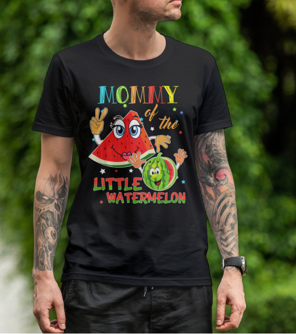 Mommy Of The Little Watermelon Funny Matching Birthday T-Shirt