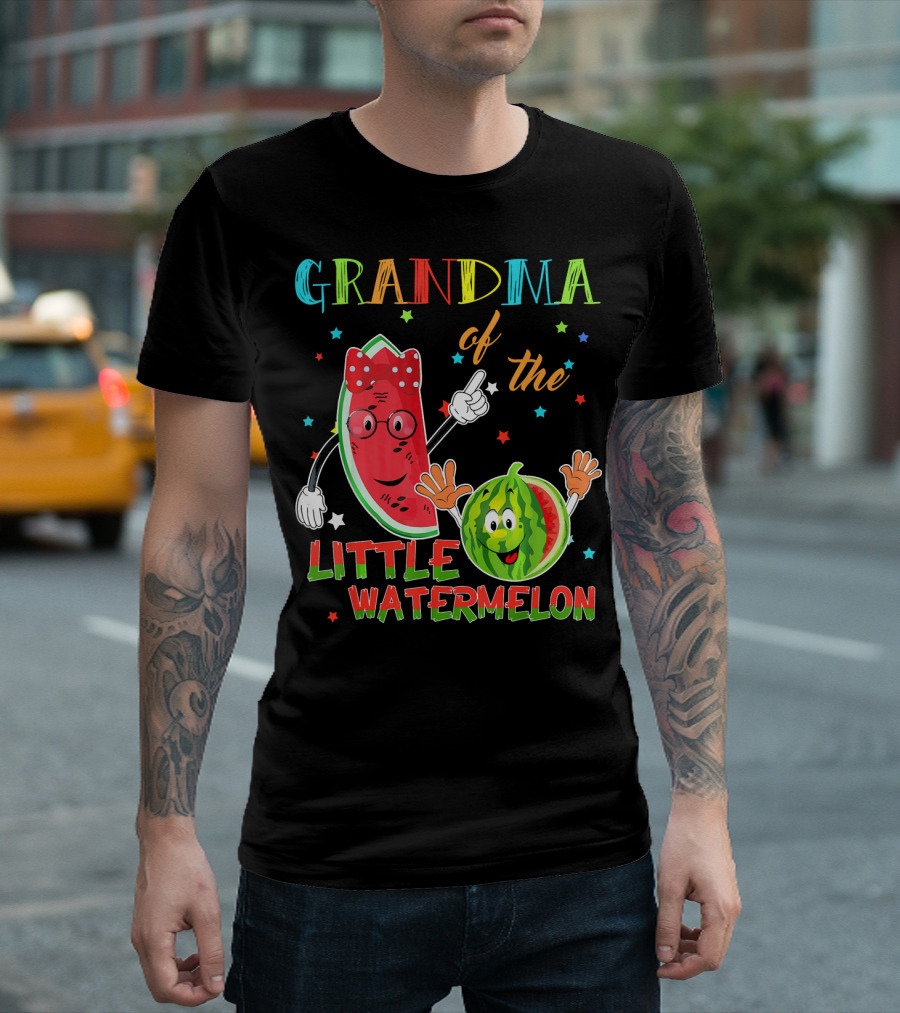 Grandma of the Little Watermelon Funny Matching Birthday T-Shirt