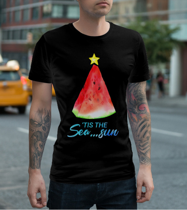 'Tis The Sea Sun Watermelon Christmas Tree T-Shirt