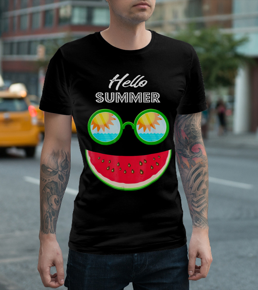 Hello Summer Watermelon Smile Sunglasses T-Shirt