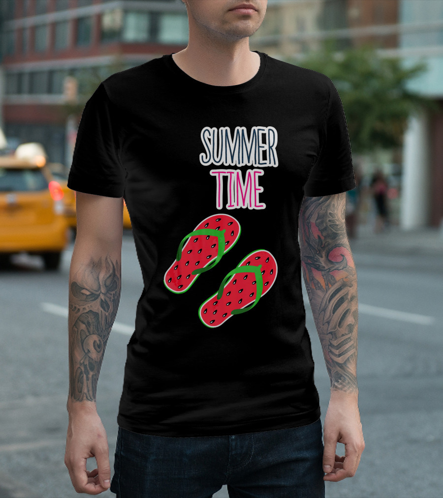 Summer Time Watermelon Flip Flop Fun T-Shirt