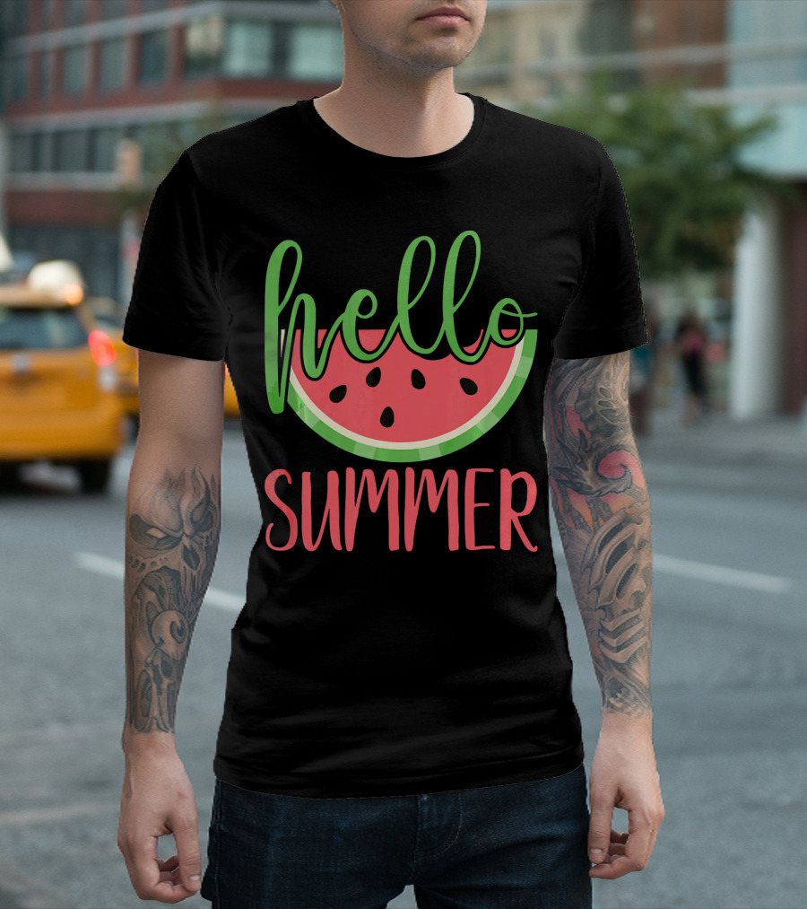 Hello Summer Watermelon Funny Melon Fruit T-Shirt