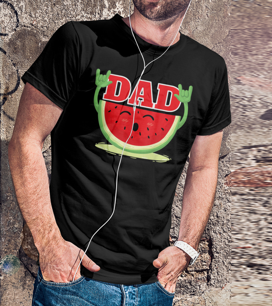 Mens Watermelon Dad Melon Rock Hands Juicy T-Shirt