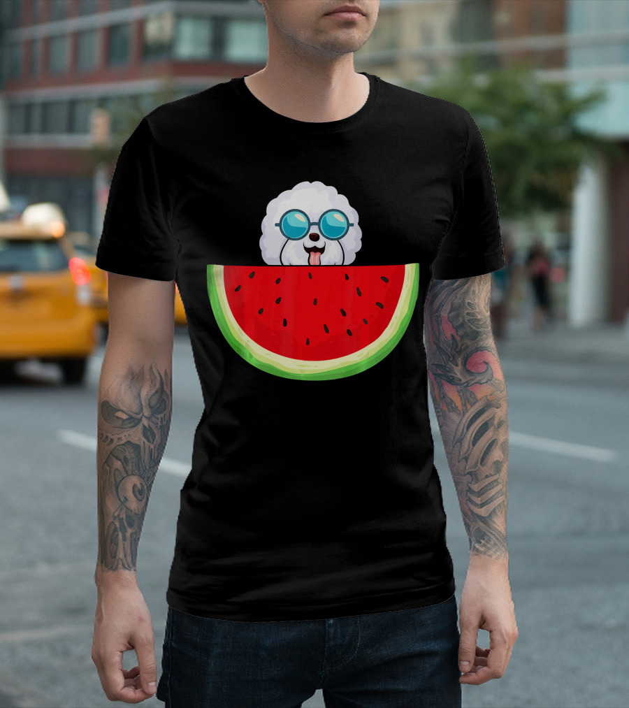 Bichon Frise With Sunglasses And Watermelon Slice T-Shirt