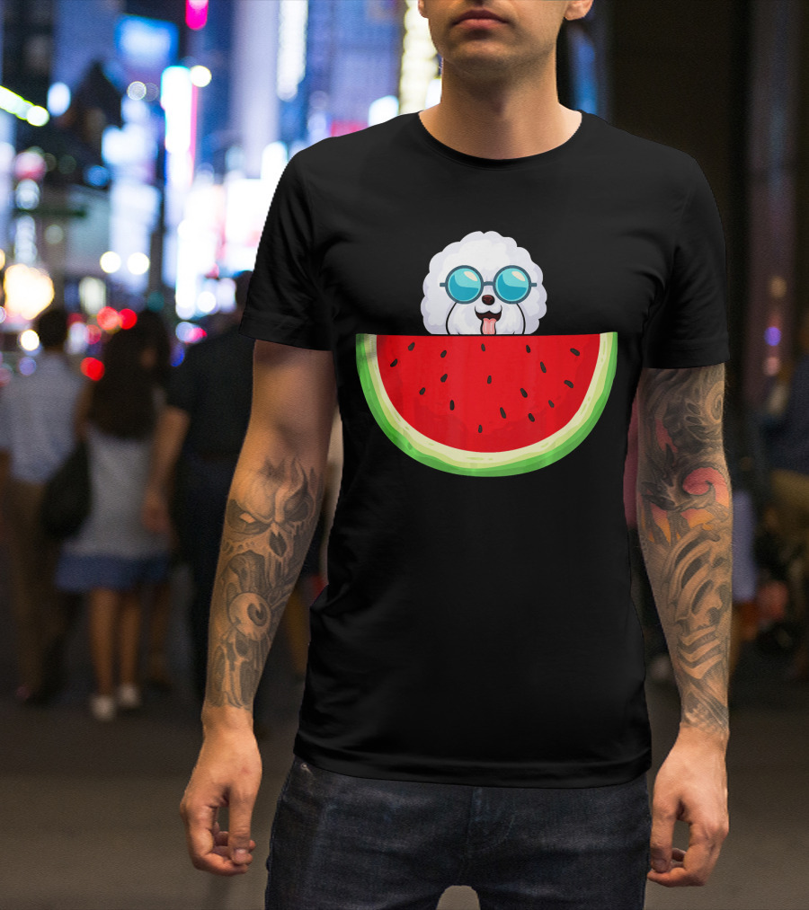 Bichon Frise With Sunglasses And Watermelon Slice T-Shirt