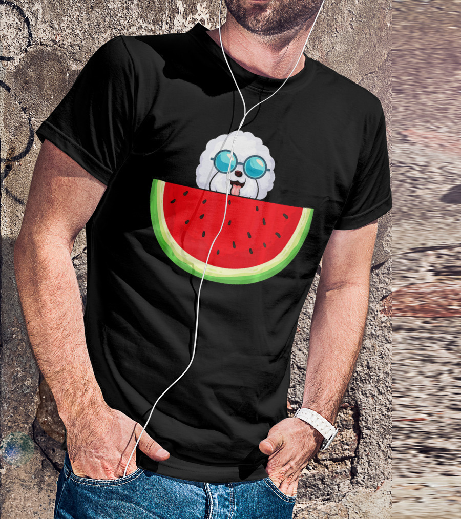 Bichon Frise With Sunglasses And Watermelon Slice T-Shirt