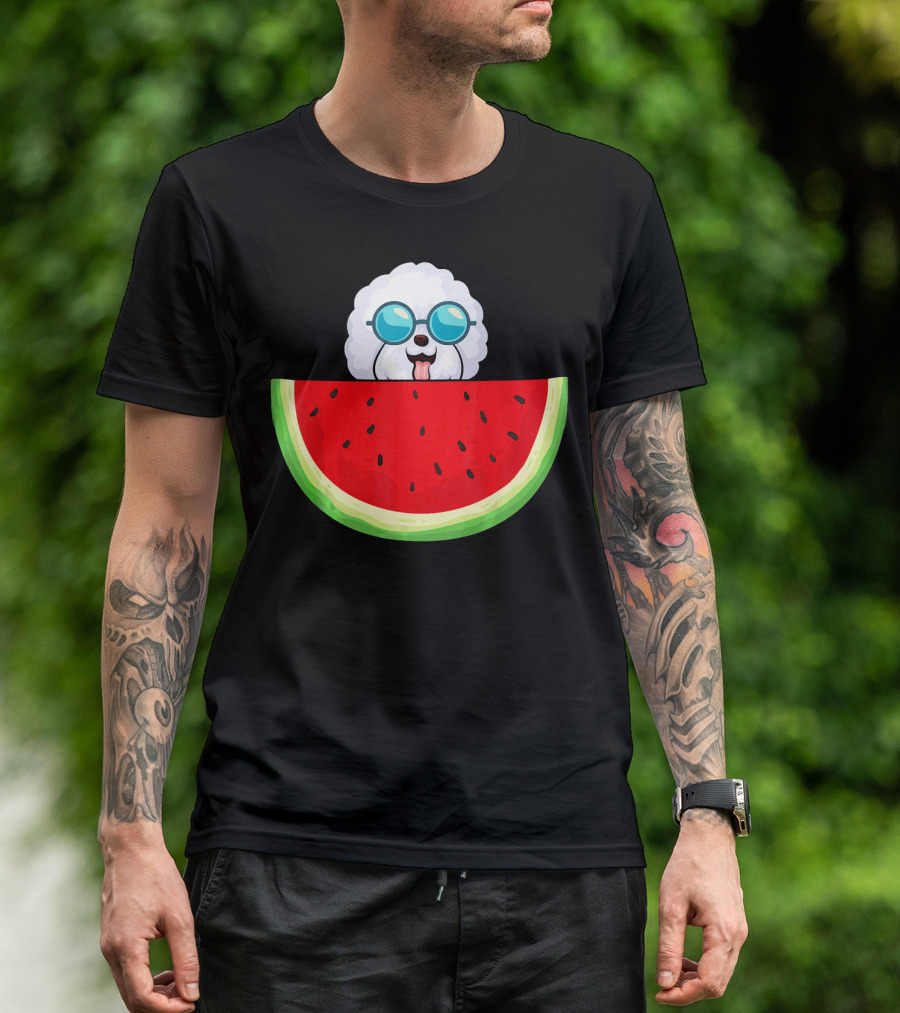 Bichon Frise With Sunglasses And Watermelon Slice T-Shirt