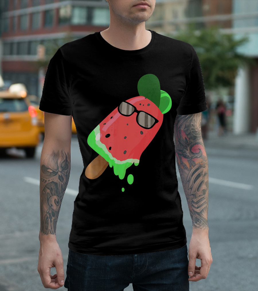 Fruity Fashion Ice Cream Watermelon With Sunglasses T-Shirt