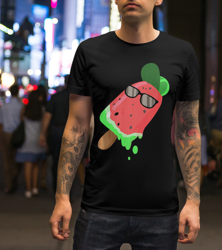 Fruity Fashion Ice Cream Watermelon With Sunglasses T-Shirt