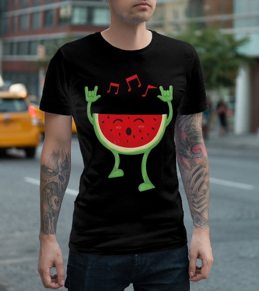 Adults Watermelon Halloween Costumes Ide Fun Music Notes Celebrating Rock T-Shirt