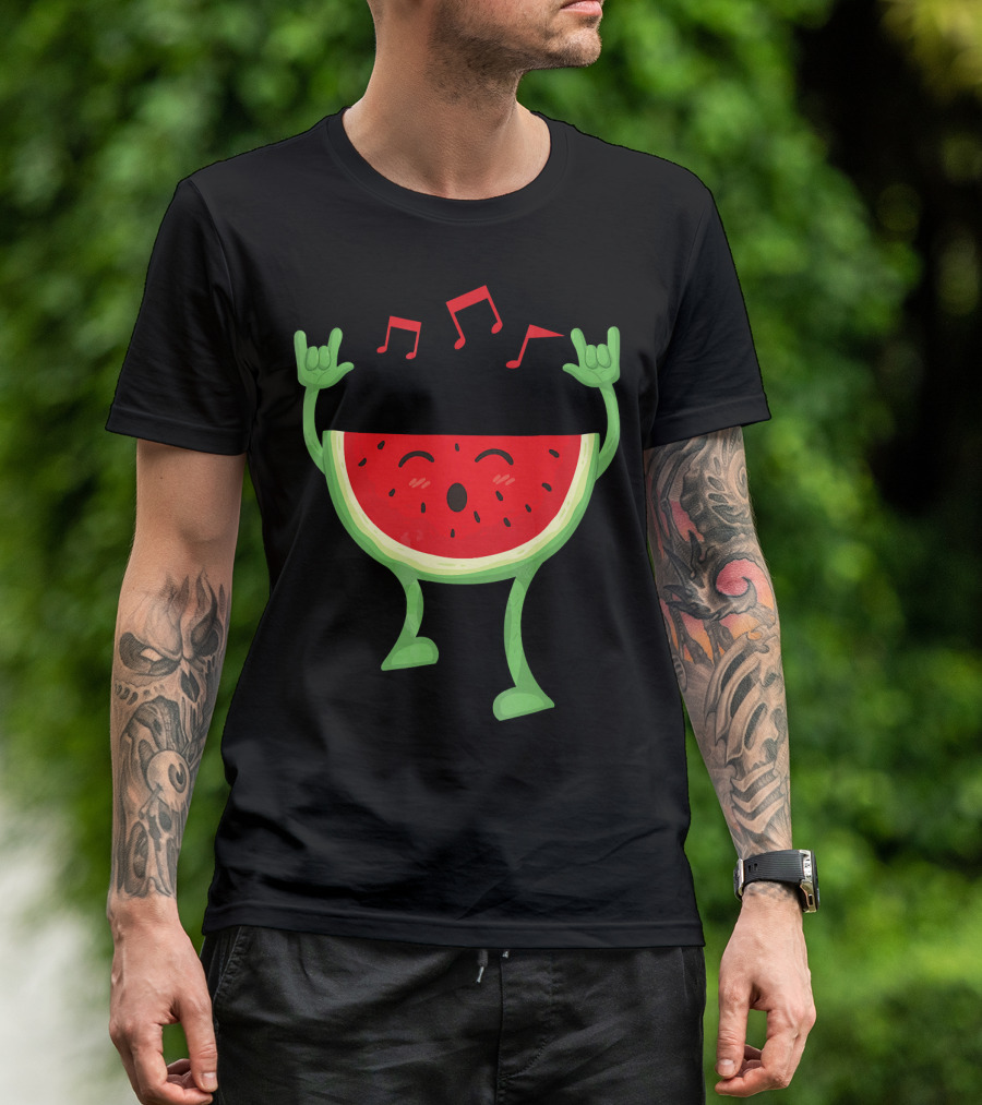 Adults Watermelon Halloween Costumes Ide Fun Music Notes Celebrating Rock T-Shirt