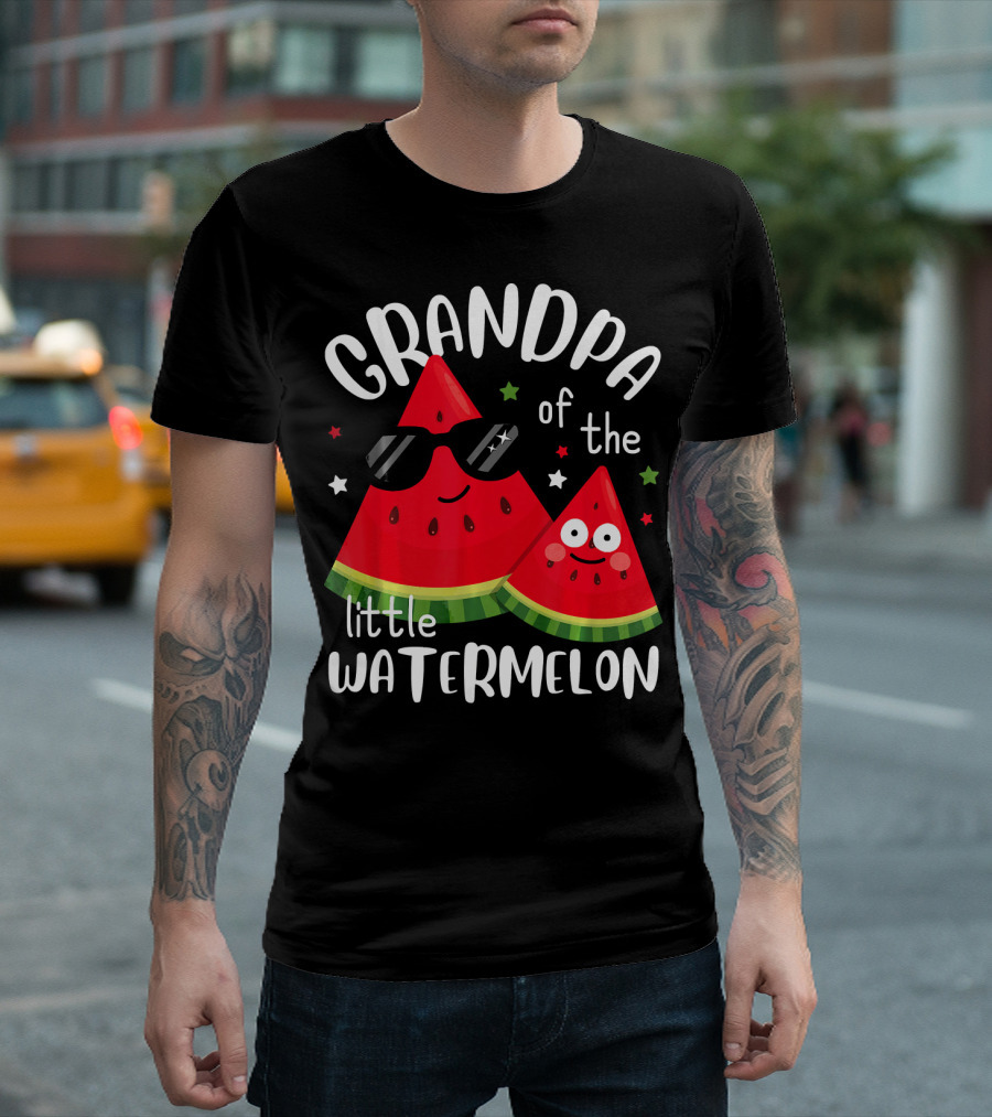 Grandpa Of The Little Watermelon With Sunglasses And Smiling Faces T-Shirt