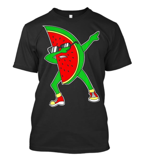 Watermelon Dabbing Wearing Sunglasses And Sneakers T-Shirt