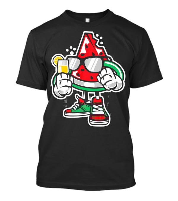 Watermelon Lover Summer Time Graffiti Cool Slice With Shades And Sneakers T-Shirt