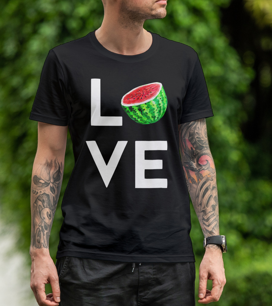 LOVE Watermelon I Love Watermelon Funny Vegan T-Shirt