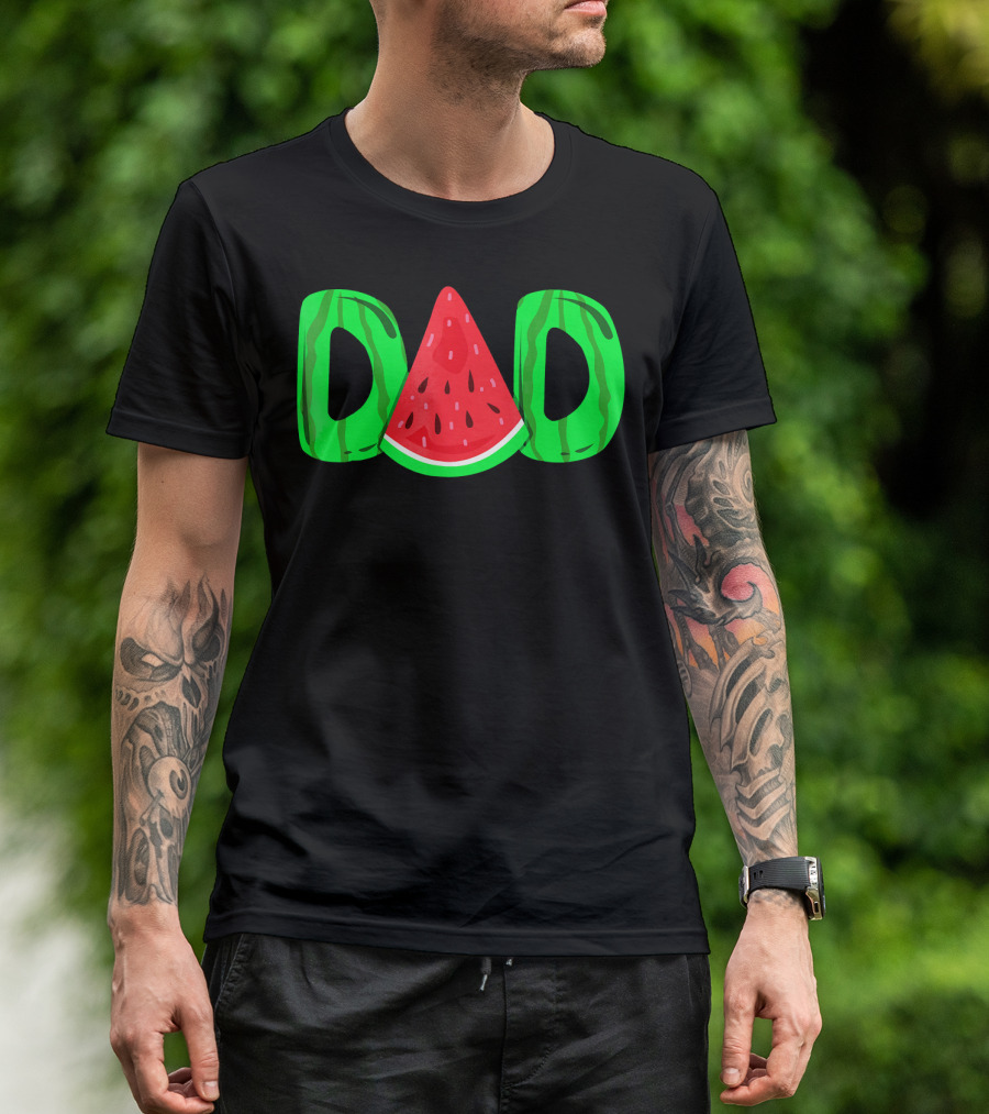 DAD Watermelon Slice Lettering Fun Summer Vibes T-Shirt