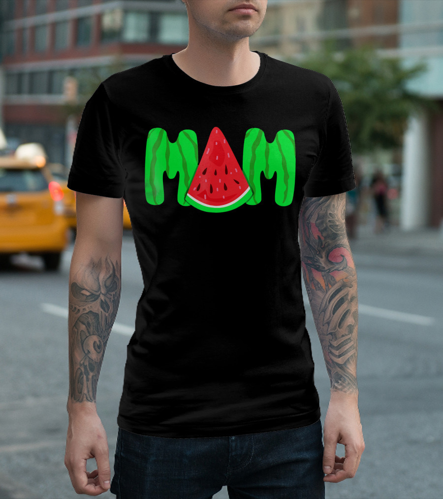 Mom Watermelon Slice Typography T-Shirt